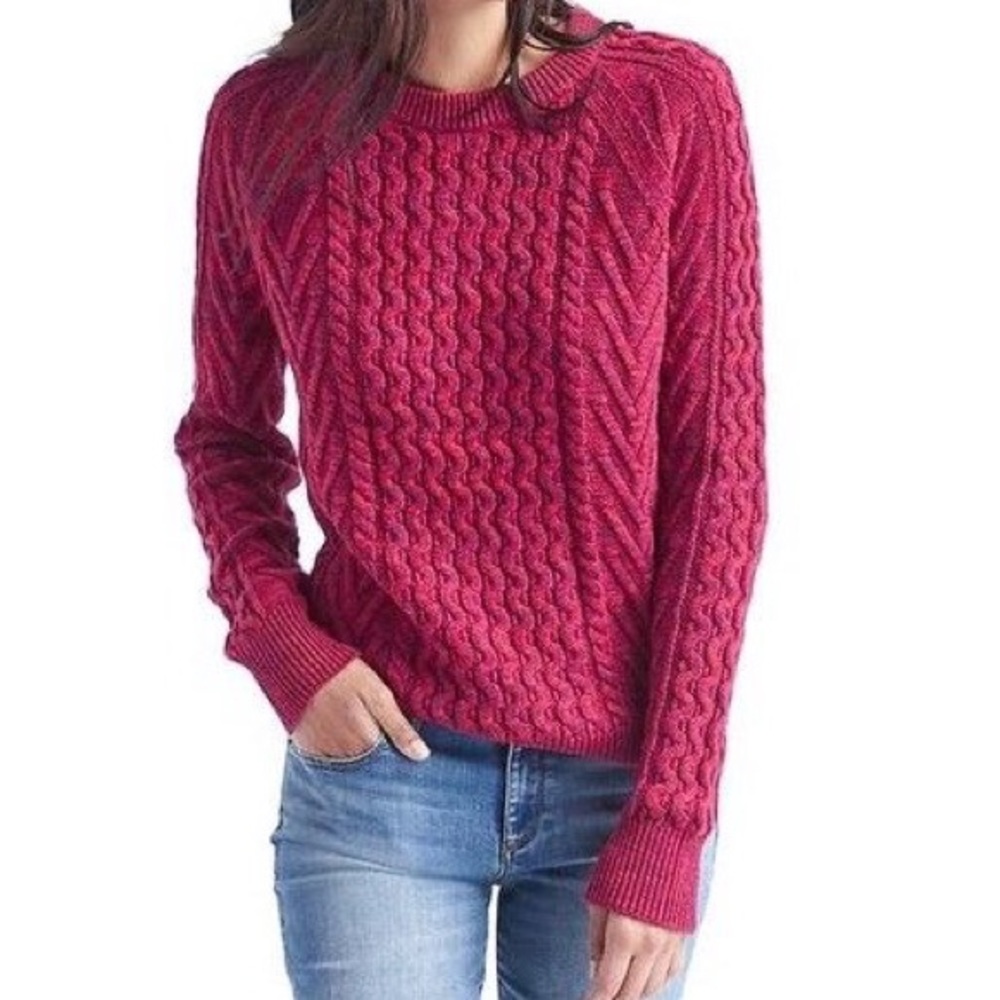 GAP Marled Wavy Cable Knit Sweater